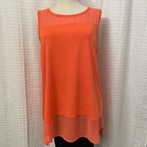Vince Camuto Sleeveless Tangerine Tunic Top with Illusion Neckline Size M - NWOT